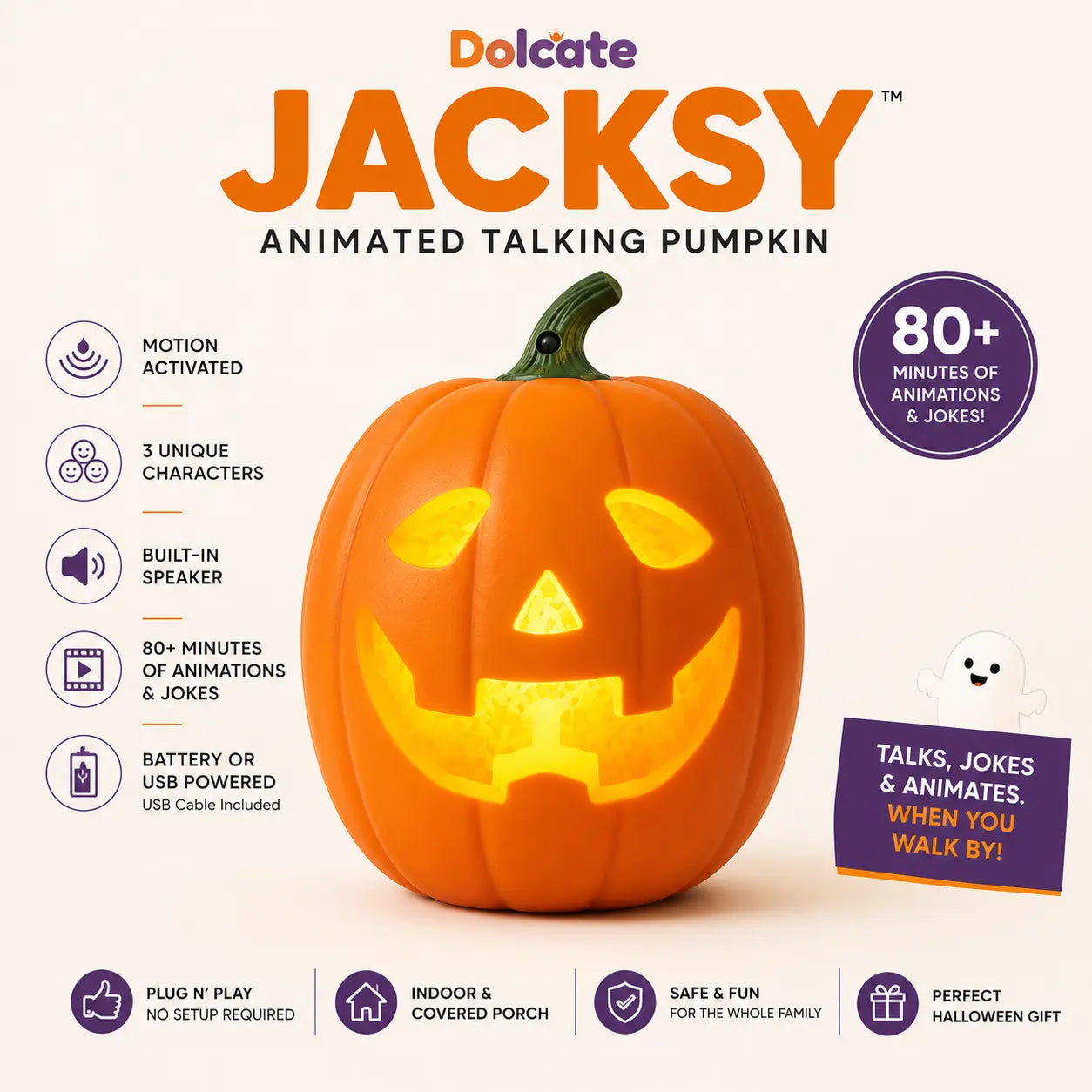 Dolcate Jacksy™ — Animated Talking Pumpkin