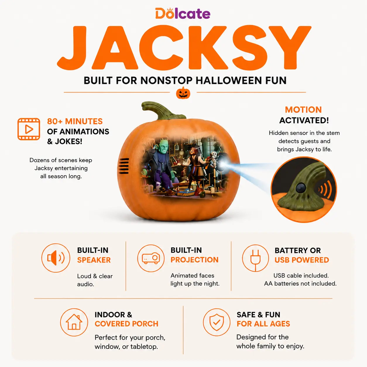 Dolcate Jacksy™ — Animated Talking Pumpkin
