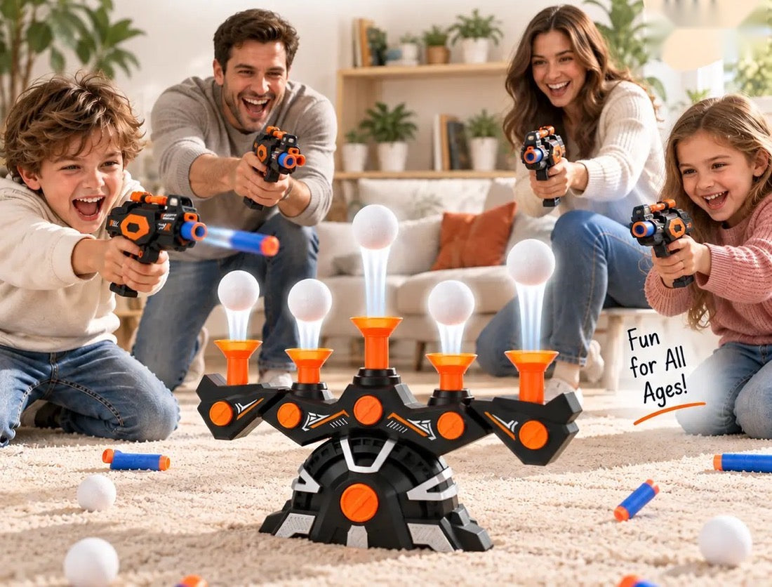 Family playing together with HoverBlast Pro